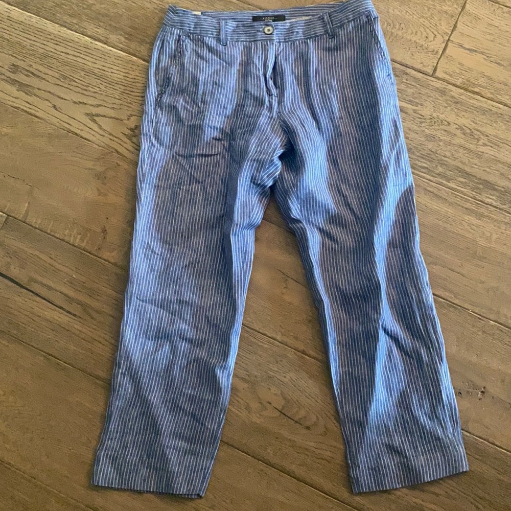 Max mara pinstripe linen cropped pants